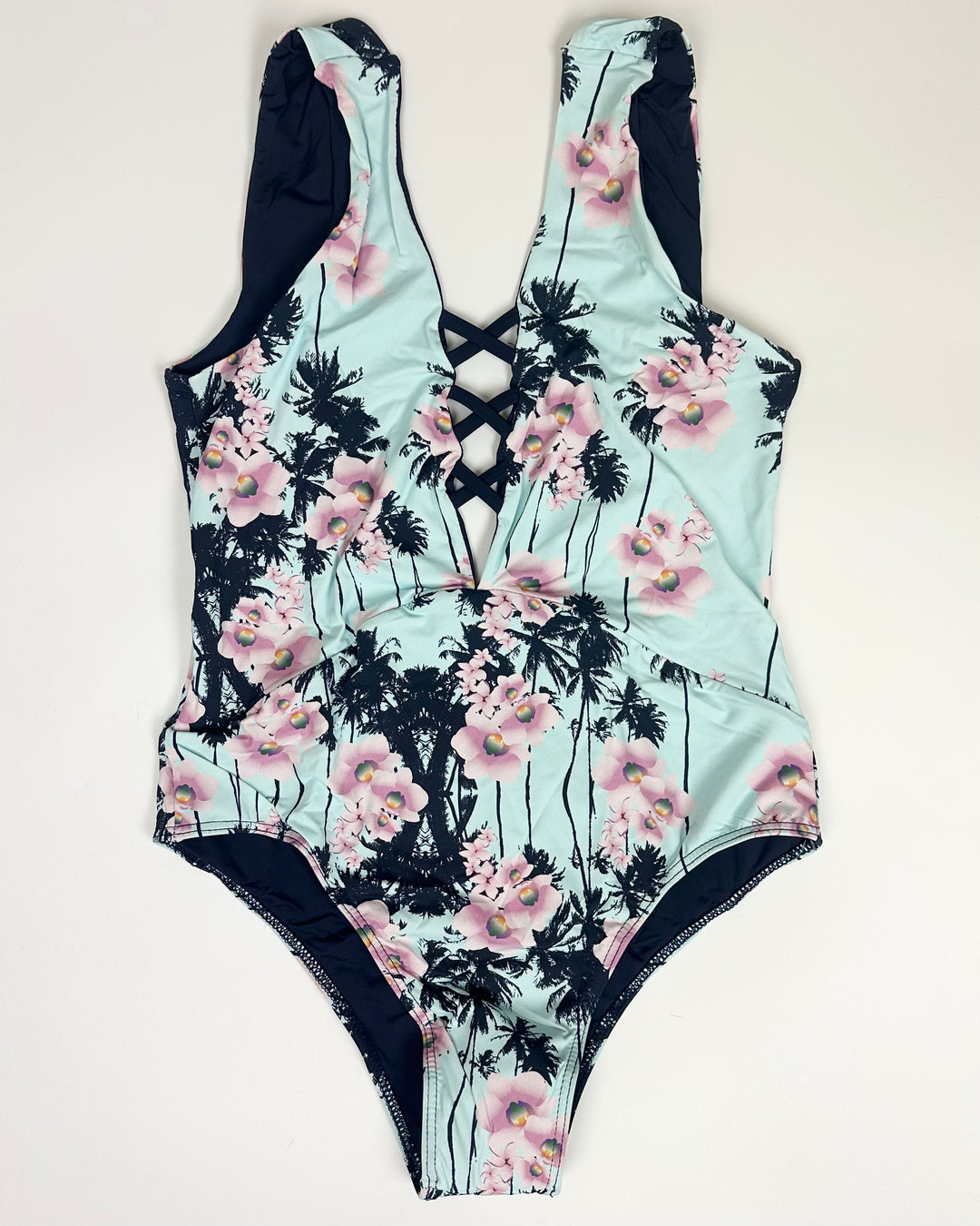 Sky Blue Floral Crisscross One Piece - Size 2/4