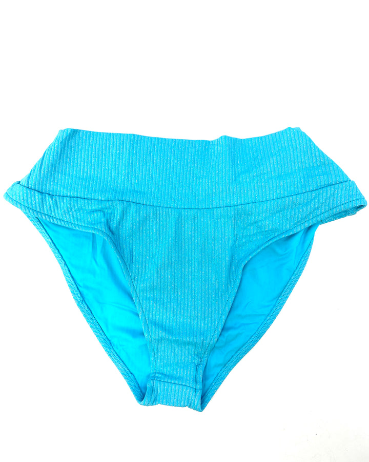 Metallic Blue Fuller Coverage Bikini Bottom - Small