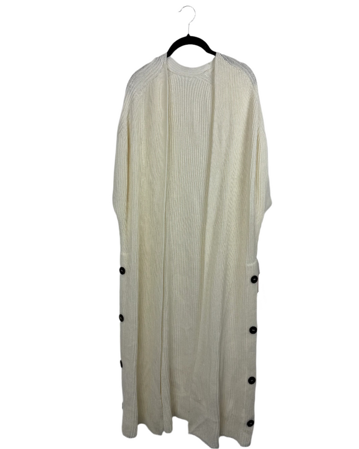 Cream White Sleeveless Cardigan - Extra Large