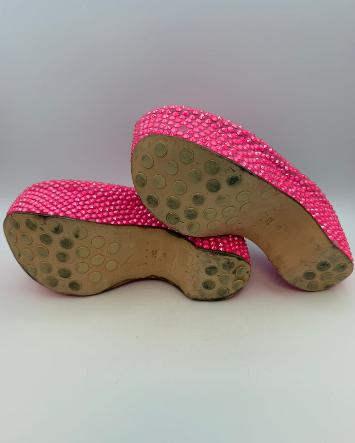 Pink Gem Embellished Platform Clogs - Size 38