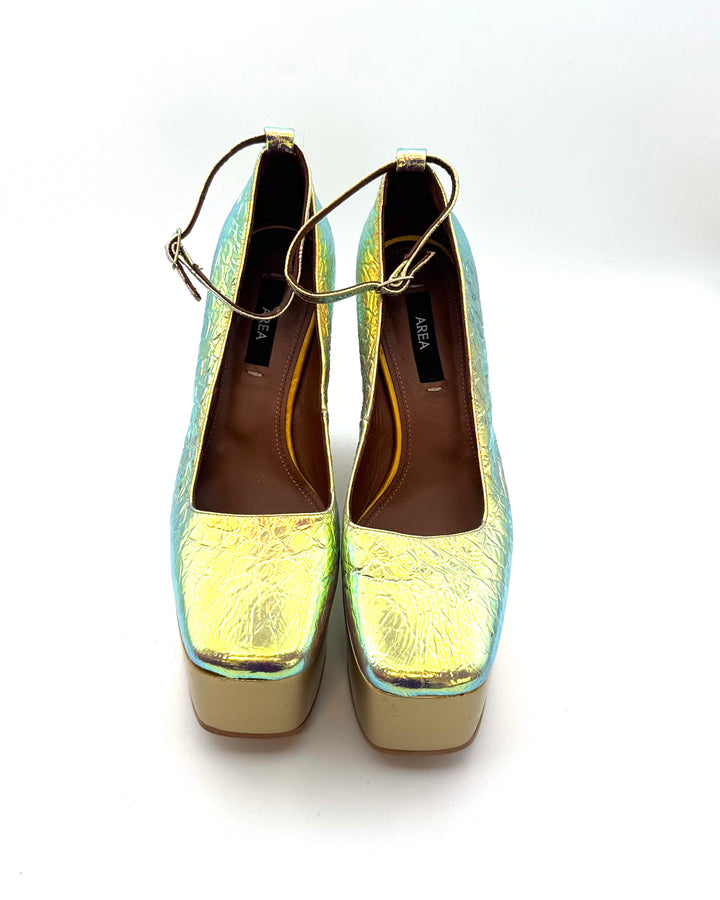 Pink Opalescent Monogram Platform Heel - Size 40