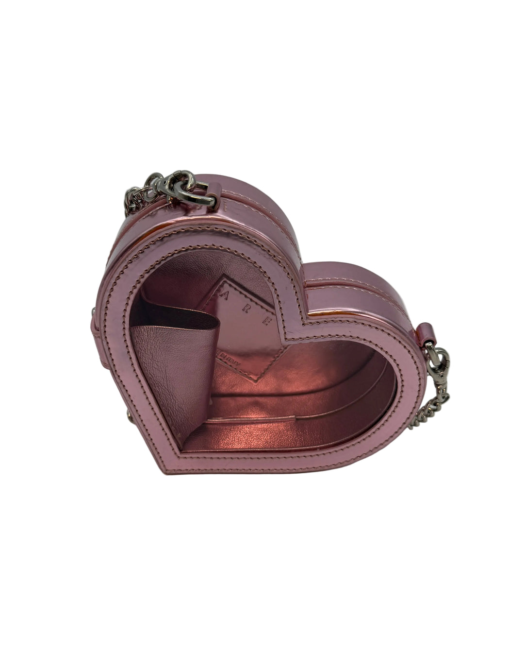 Light Metallic Pink and Clear Heart Mini Bag