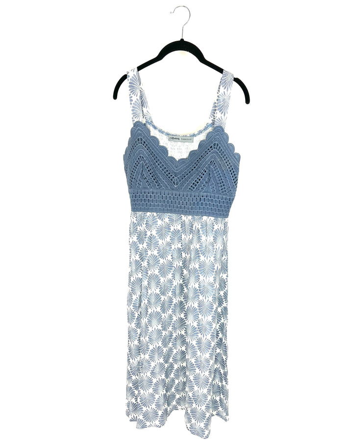 Blue And White Printed Dress - Size 6/8