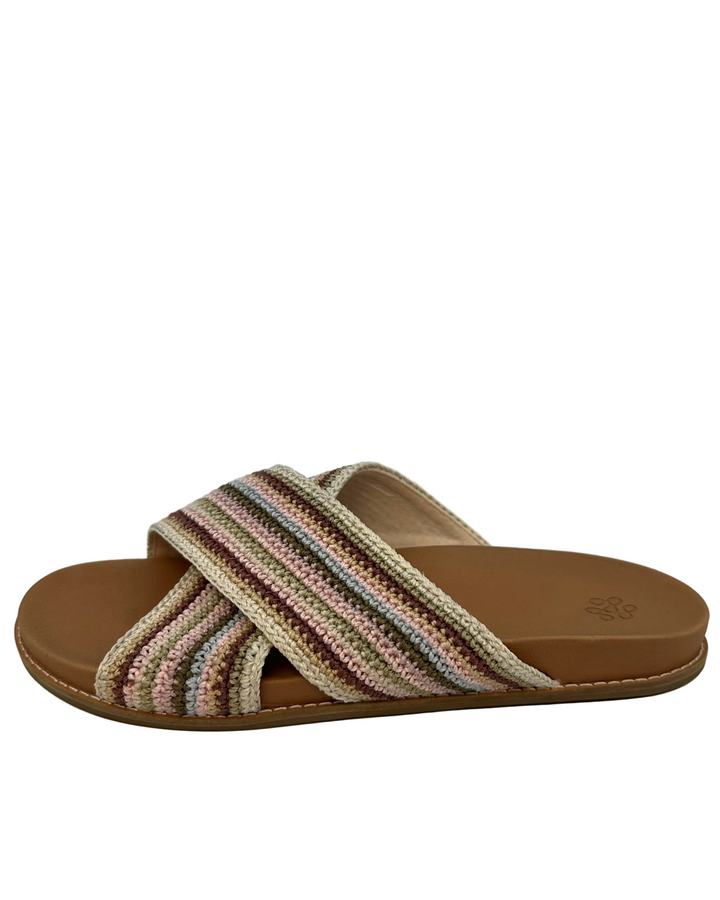 Beige & Multi Color Criss Cross Sandals - Size 9