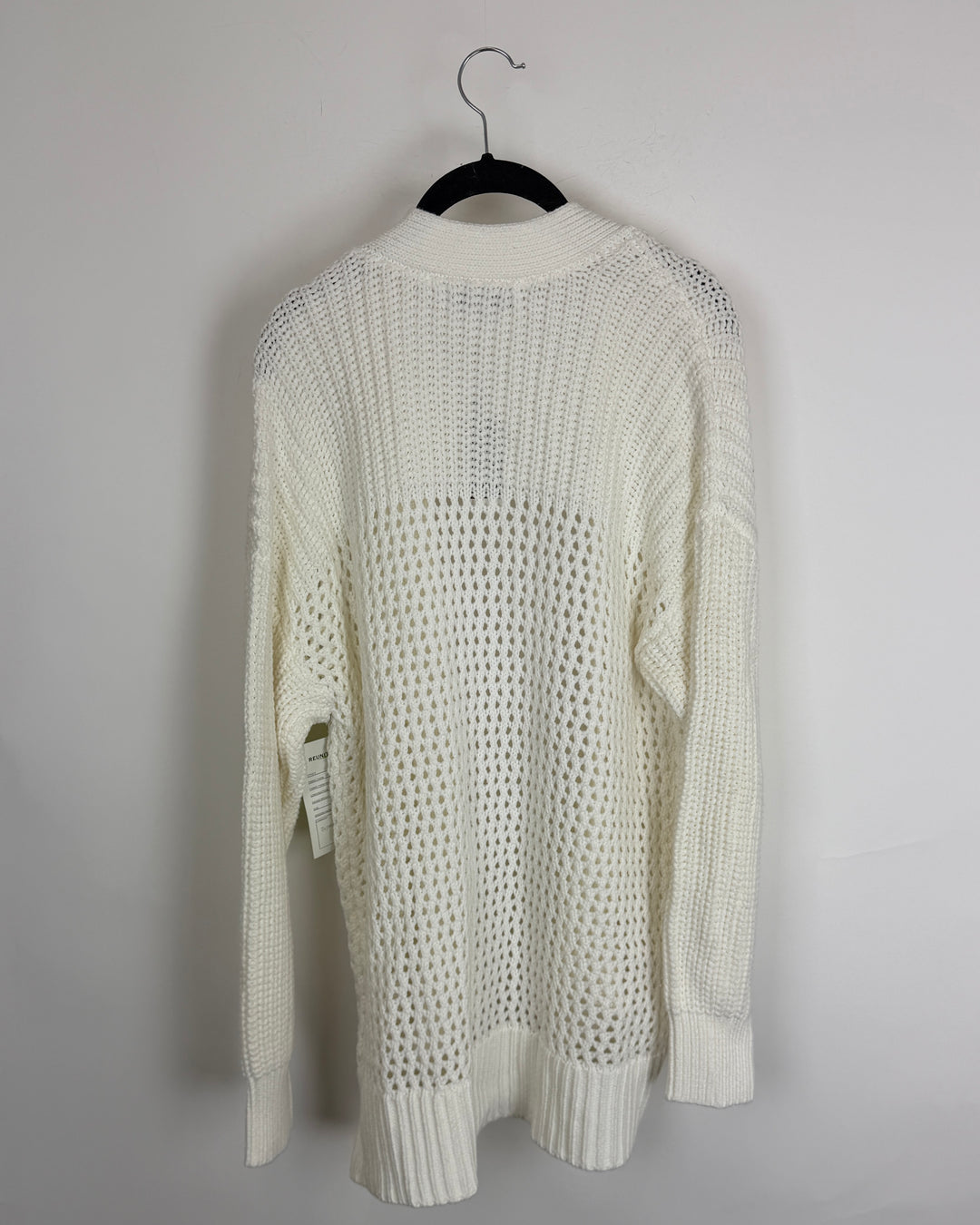 White Open Knit Cardigan - 6/8