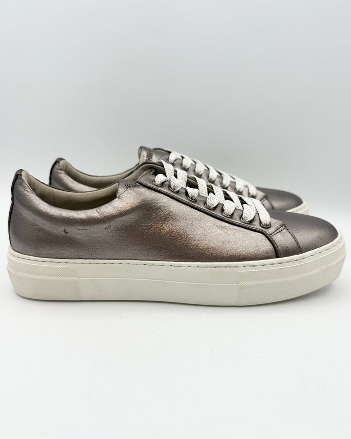 Dark Metallic Grey Leather Sneaker - Size 6 and 9