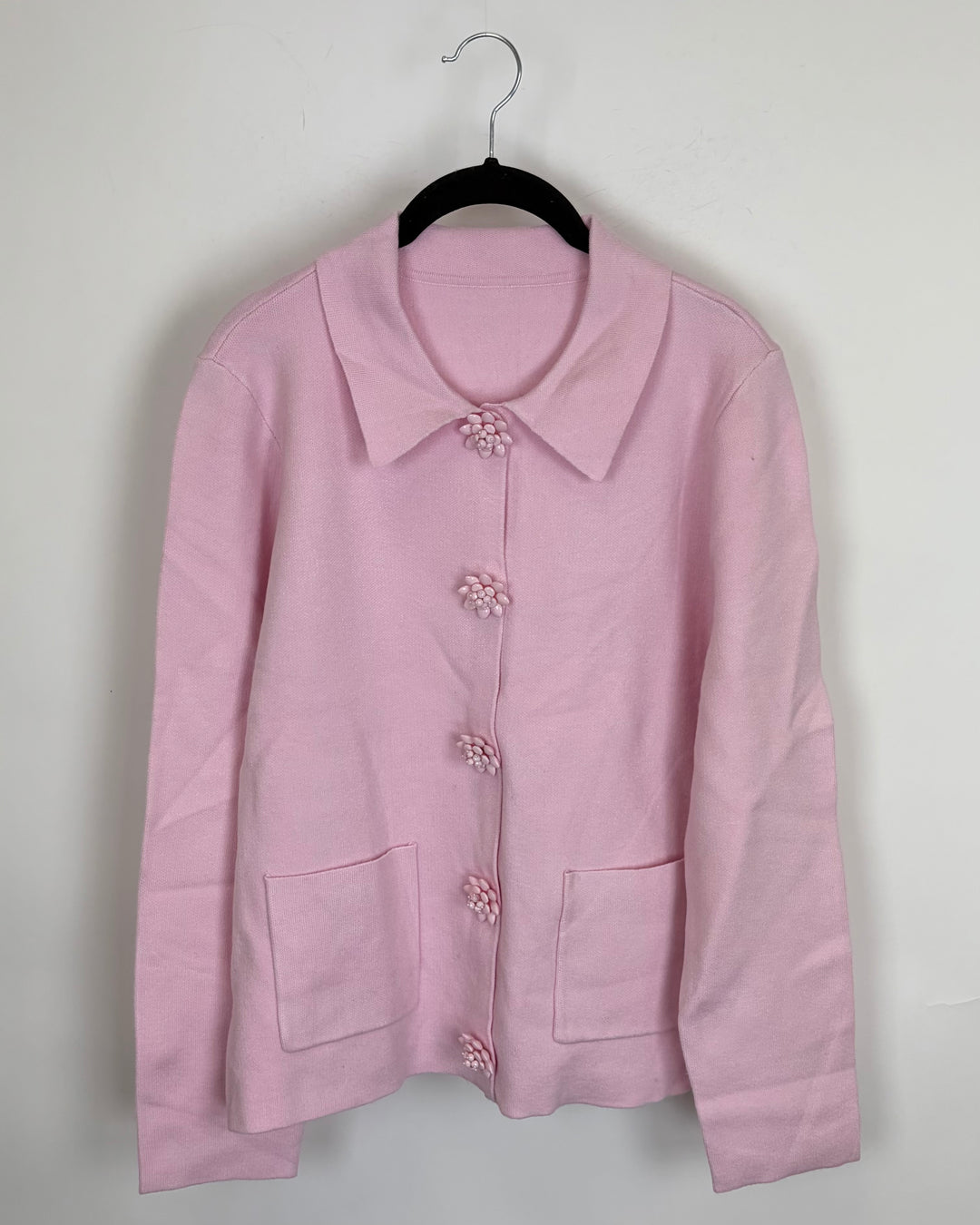 Blush Pink Flowered Collar Sweater - Size 8/10