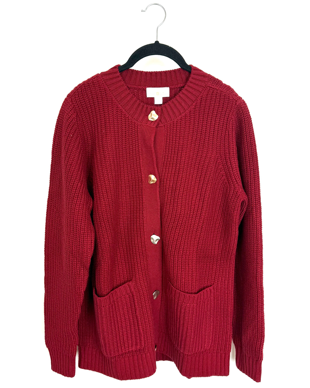 Red Cardigan with Gold Buttons - Small
