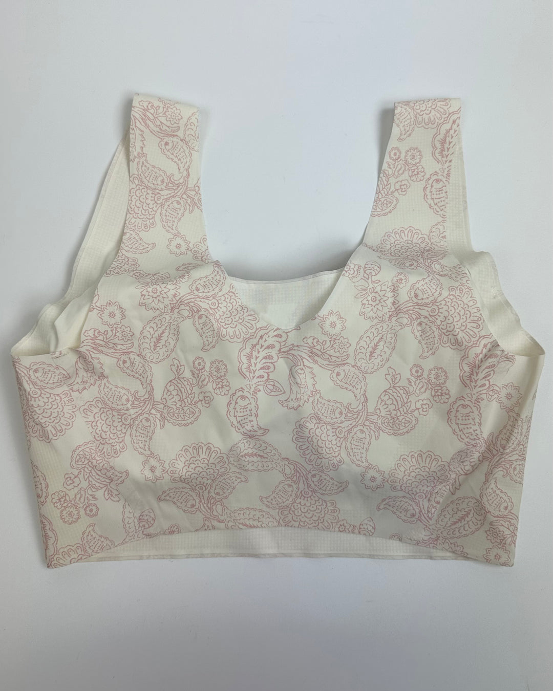 Cream And Paisley Seamless And Wireless Bra - Small