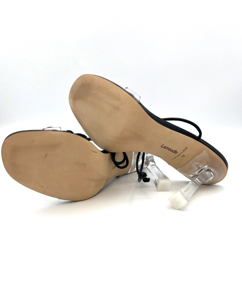 Black And Clear Lace Up Heel - Size 6