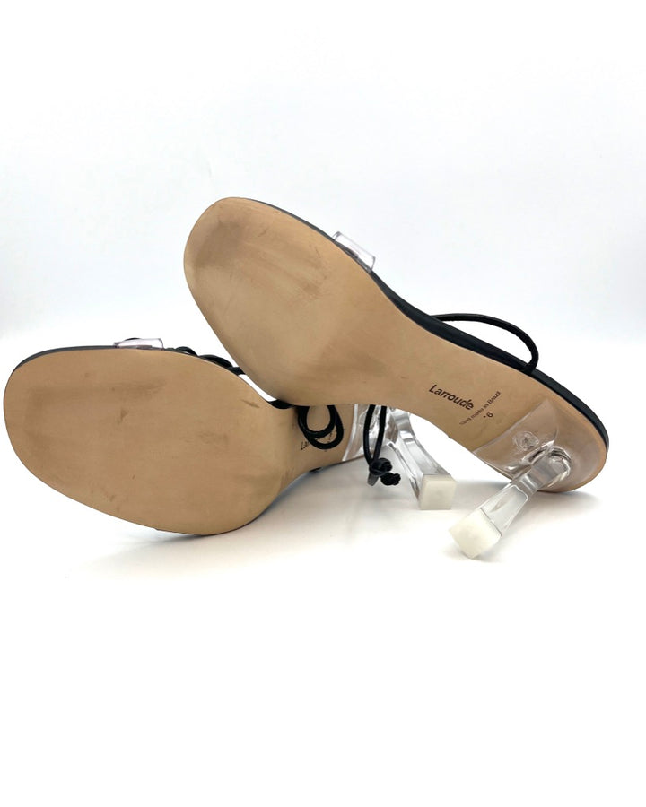 Black And Clear Lace Up Heel - Size 6