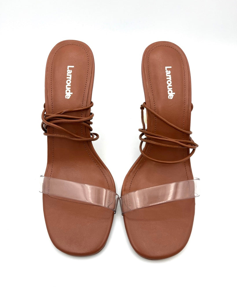 Brown And Clear Lace Up Heel - Size 7