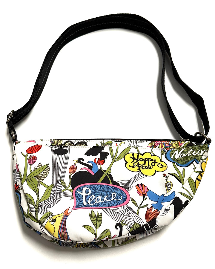 White Graphic Nature Print Crossbody Sling bag