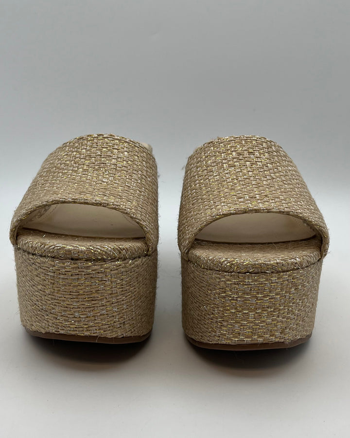 Gold Raffia Platform Sandals - Size 6.5