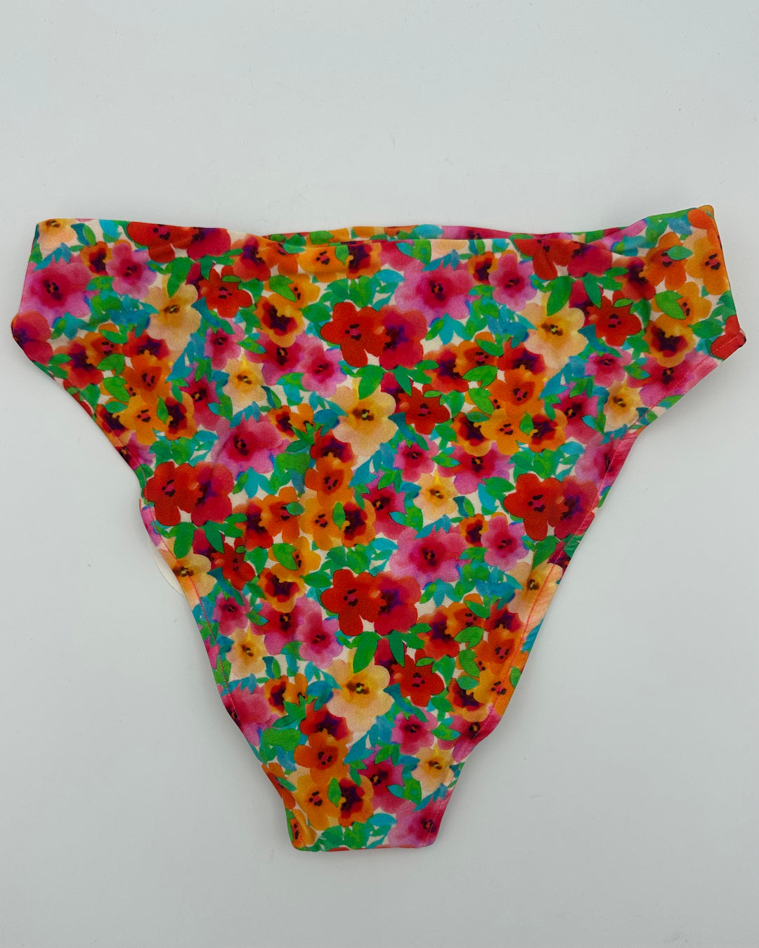 Multi Colored Floral High Waisted Bikini Bottom - Extra Small