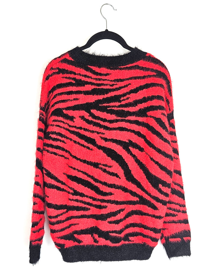 Red & Black Animal Print Sweater - Size 4/6