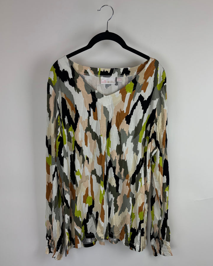 Abstract Print Long Sleeve Shirt - Size 14/16