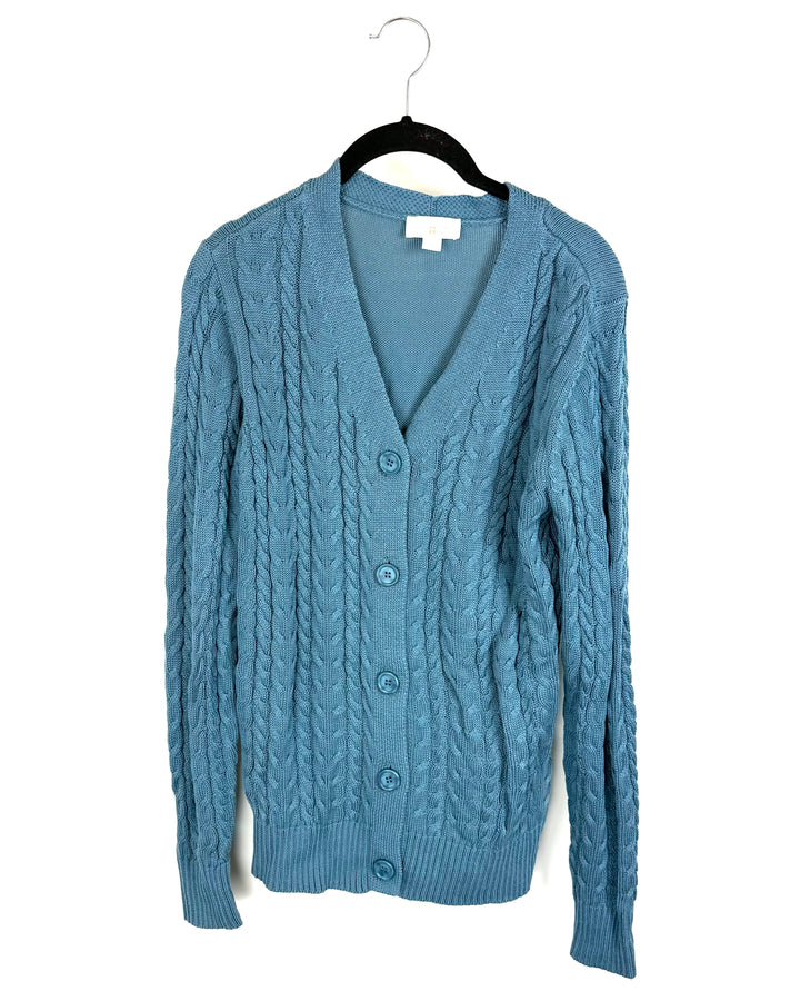 Steel Blue V-Neck Cardigan - Size 6/8