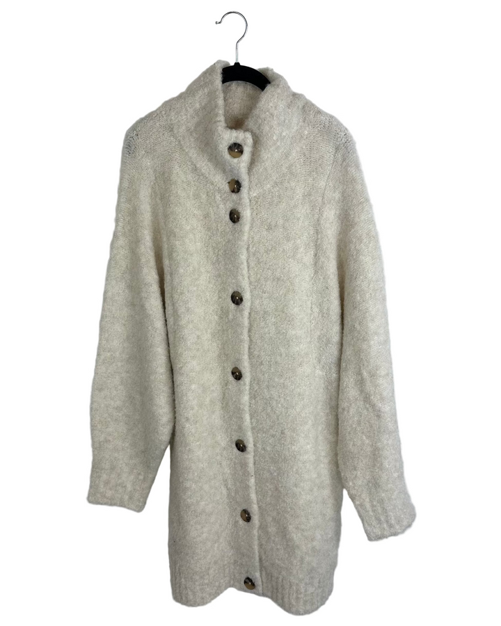 Cream Knit Coat - Size 8/10