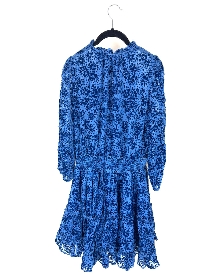 Blue Knee Velvet Dress - Size 4/6