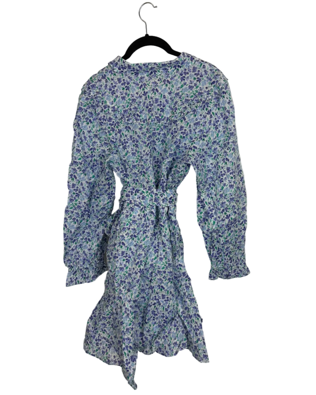 Blue Floral Belted Dress - Size 6/8