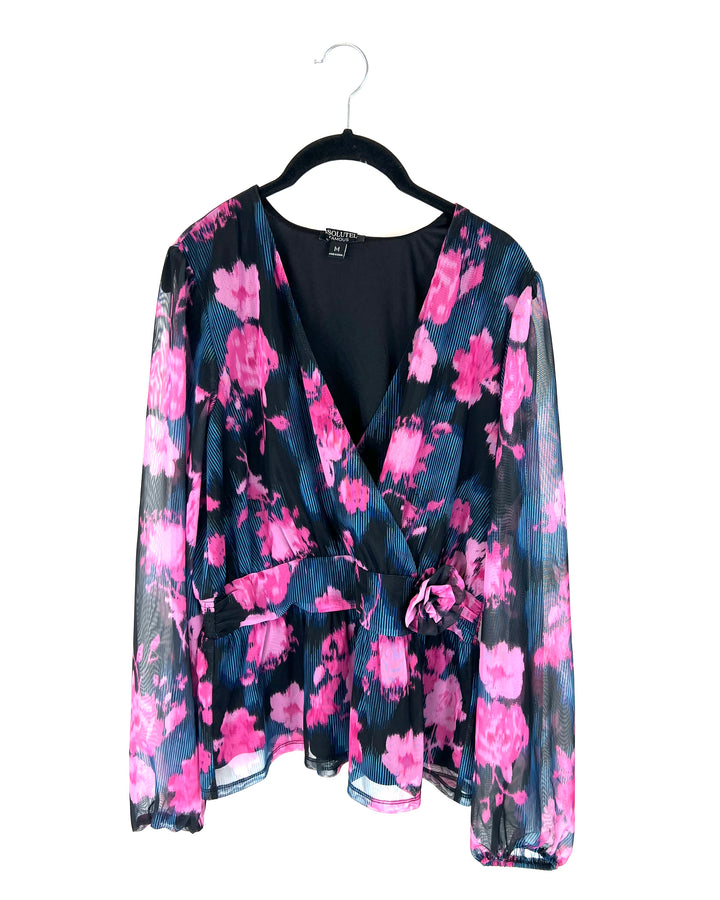 Pink Abstract Floral Blouse - Size 6/8