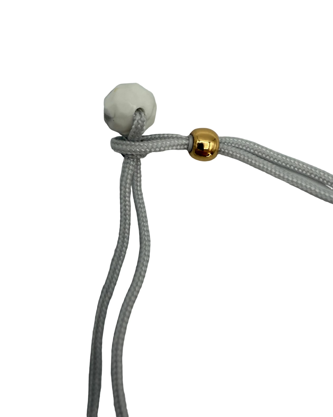 Light Gray Rope Bracelet with Gold Beads