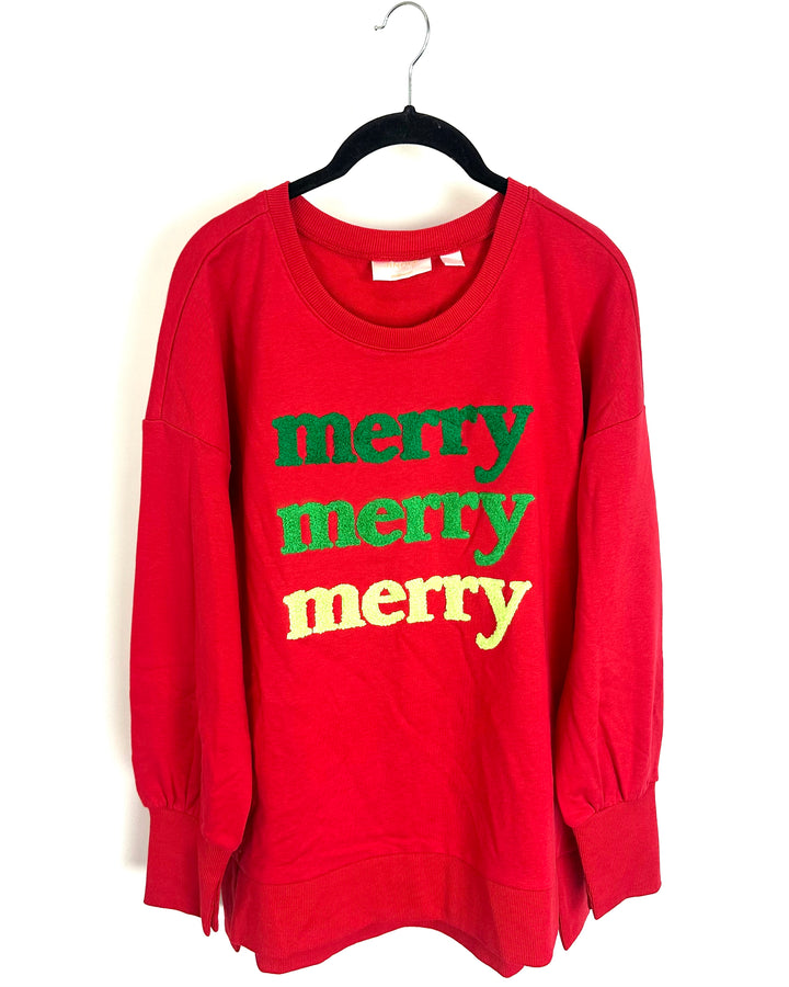 Red Merry Holiday Crewneck- Size 6/8