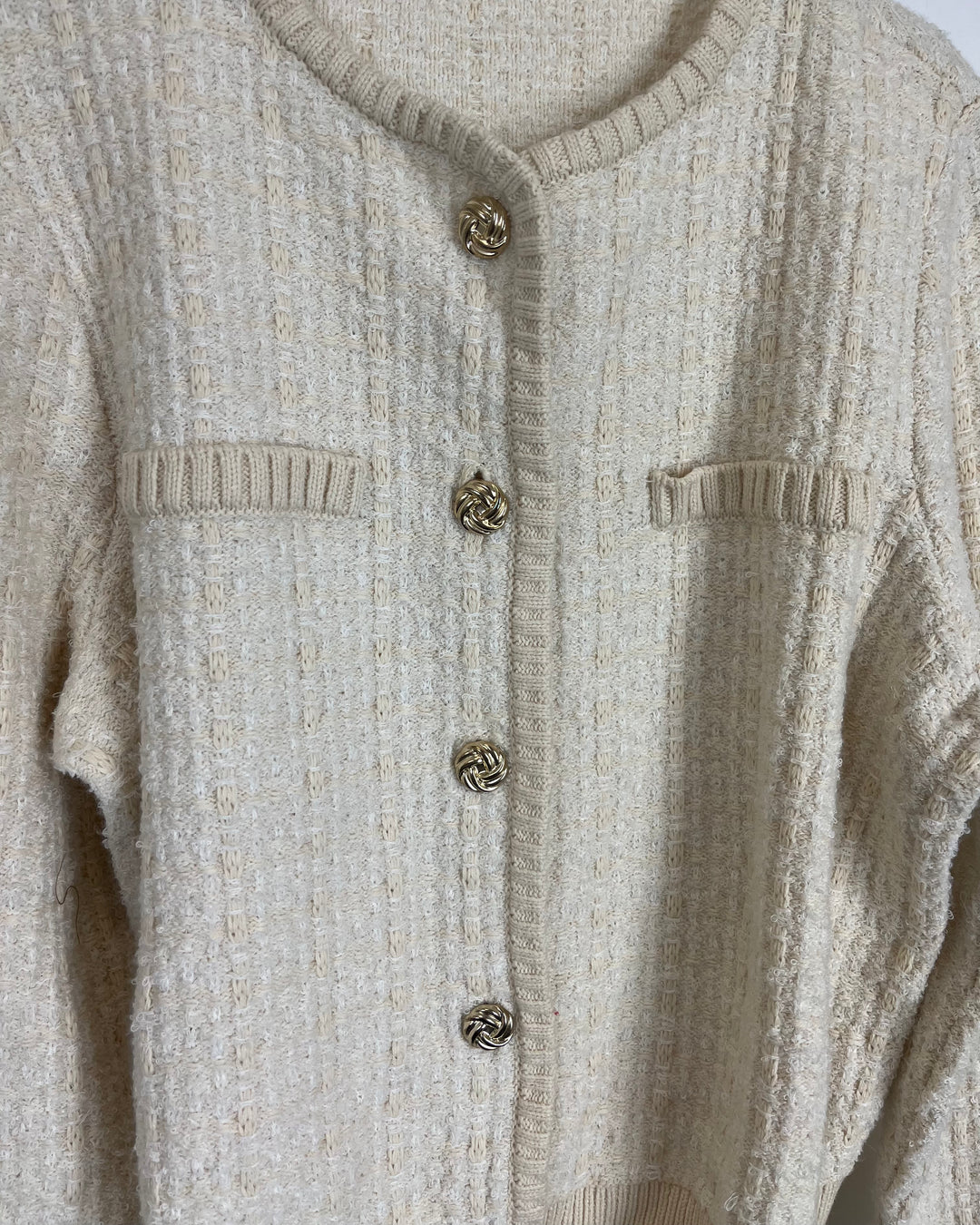 Beige Cardigan with Gold Buttons - Size 6/8