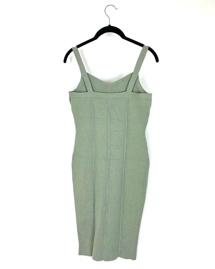 Green Ribbed Bodycon Dress - Size 6