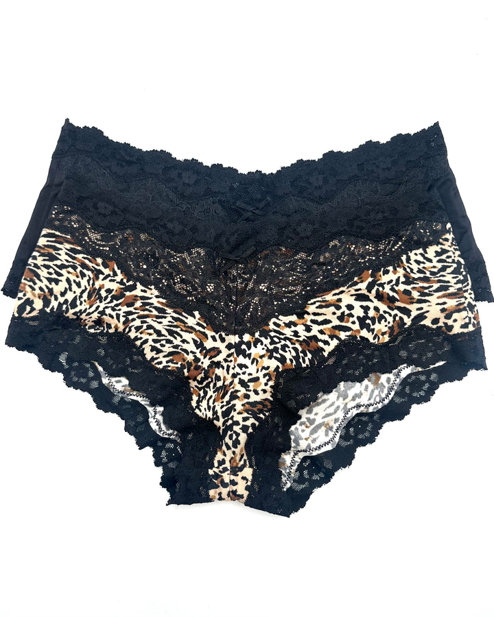 Black And Animal Print Underwear Pack - Size 6