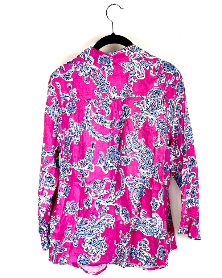Pink Paisley Long Sleeve Top- Size 6/8