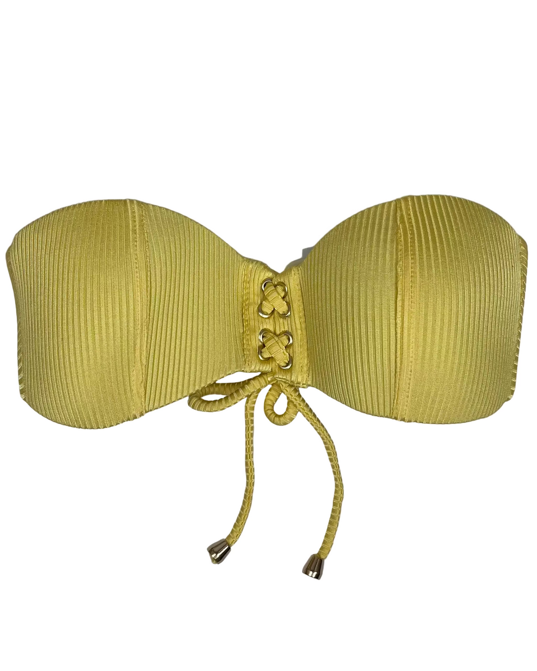 Bright Yellow Textured Convertible Bikini Top - M, L, XL D Cup