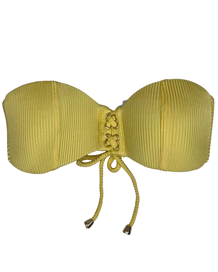 Bright Yellow Textured Convertible Bikini Top - M, L, XL D Cup