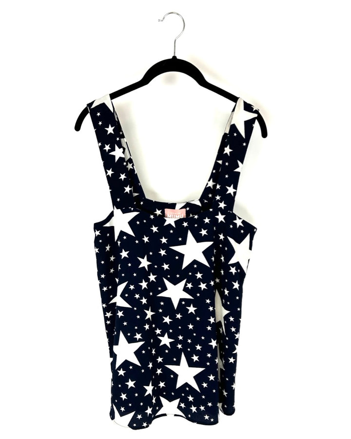 Navy Blue Flowy Star Tank Top - Extra Small, Small