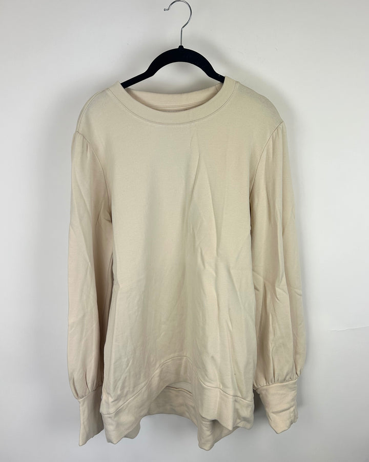 Cream Balloon Sleeve Crew Neck - Size 6/8