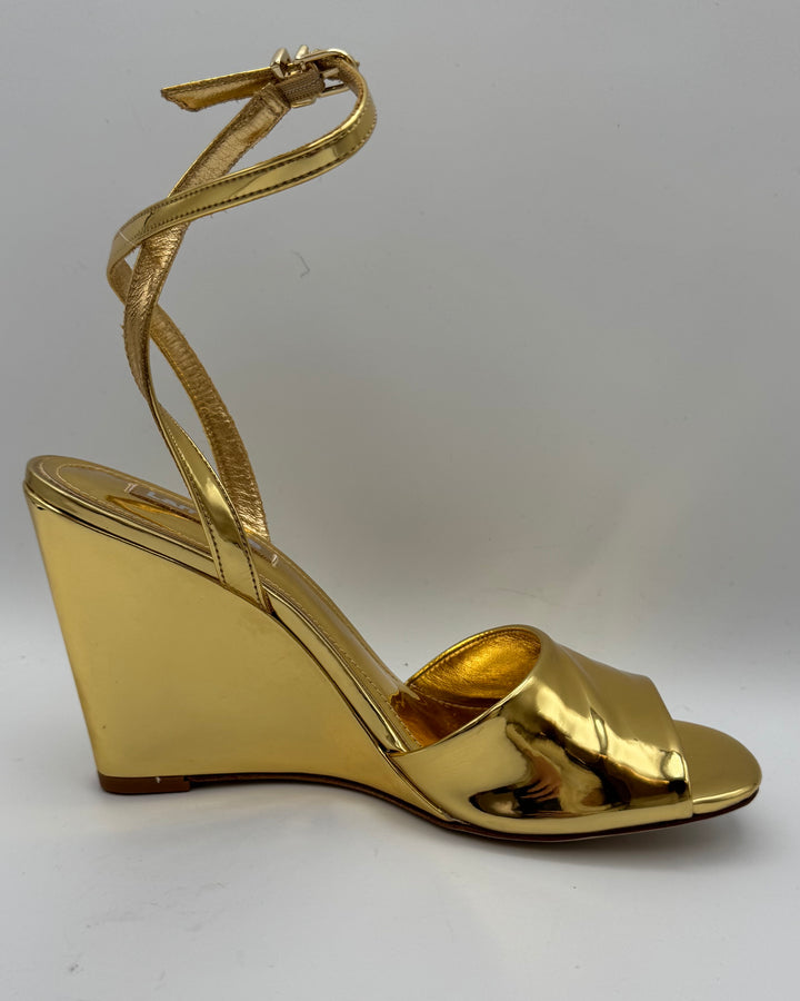 Gold Leather Wedge - Size 7