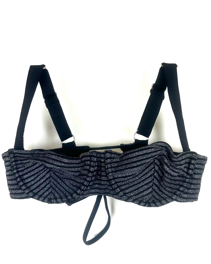 Metallic Black Underwire Bikini Top - XS, M, L, XL, XXL, XXXL