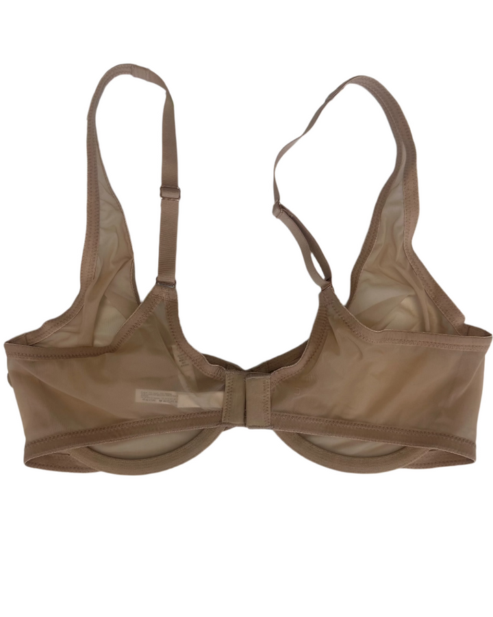 Tan Unlined And Sheer Bra - 34D