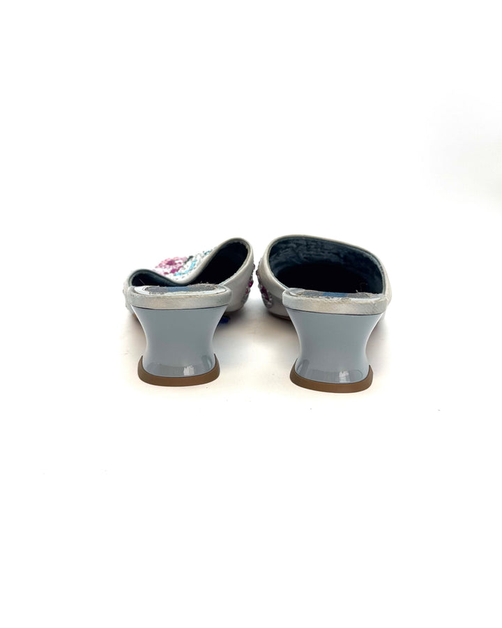 Rhinestone Butterfly Embellished Mules - Size 39