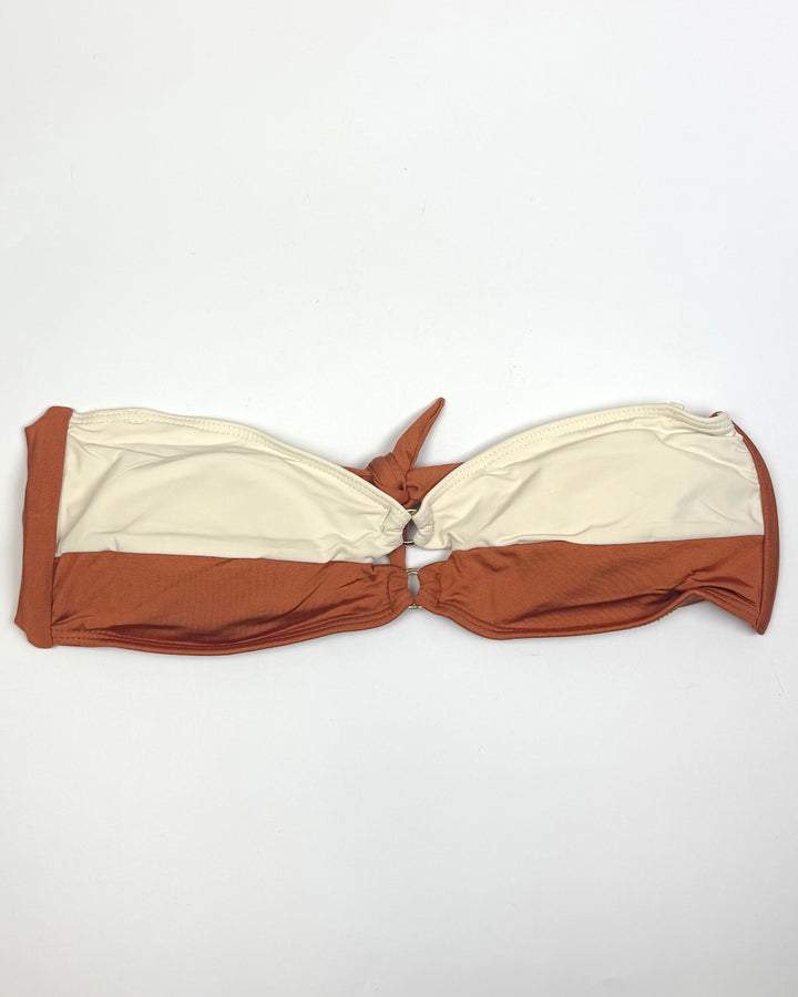 Ivory & Burnt Orange Convertible Bikini Top - Small