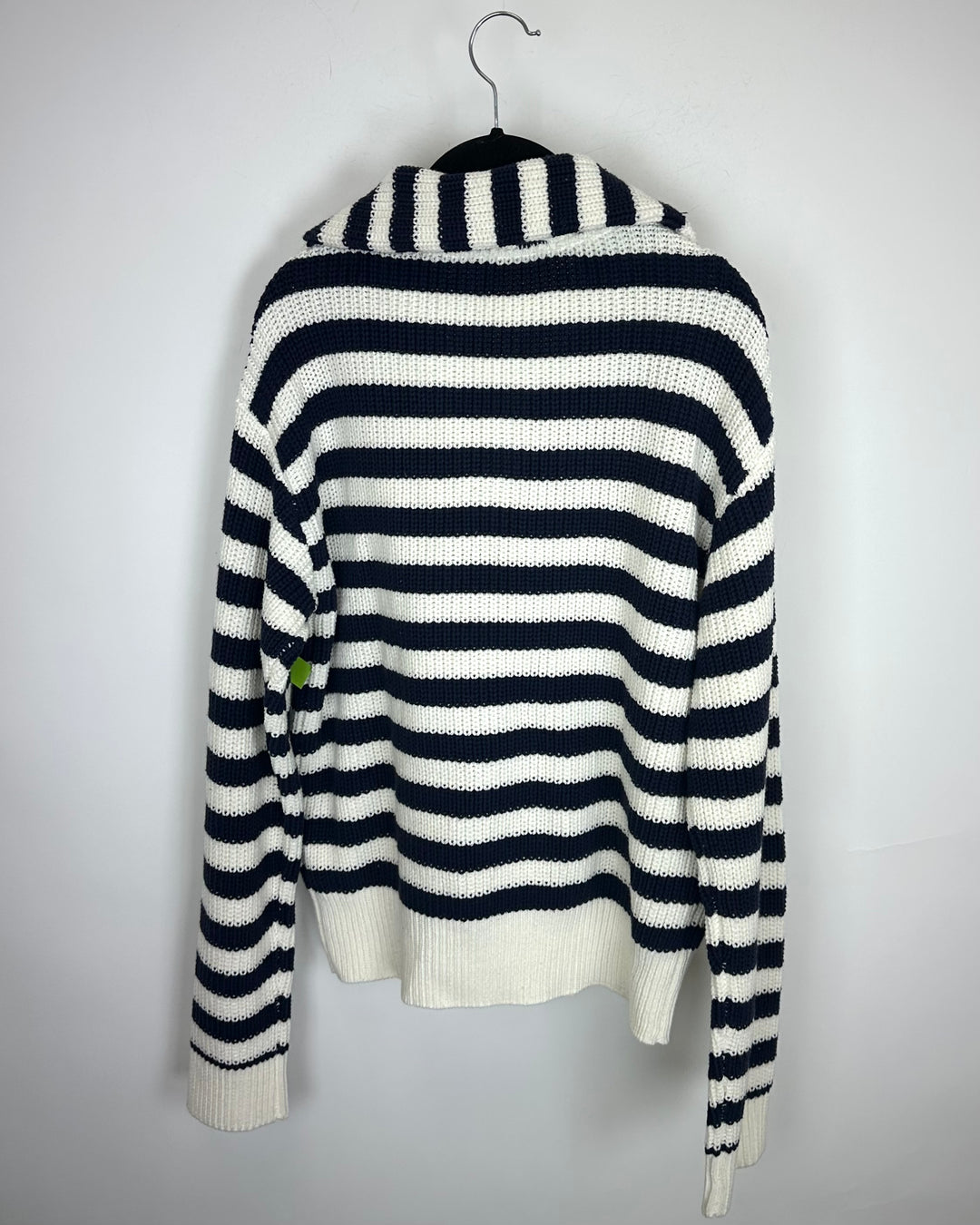 Navy and White Crochet Knit Sweater - Size 8/10