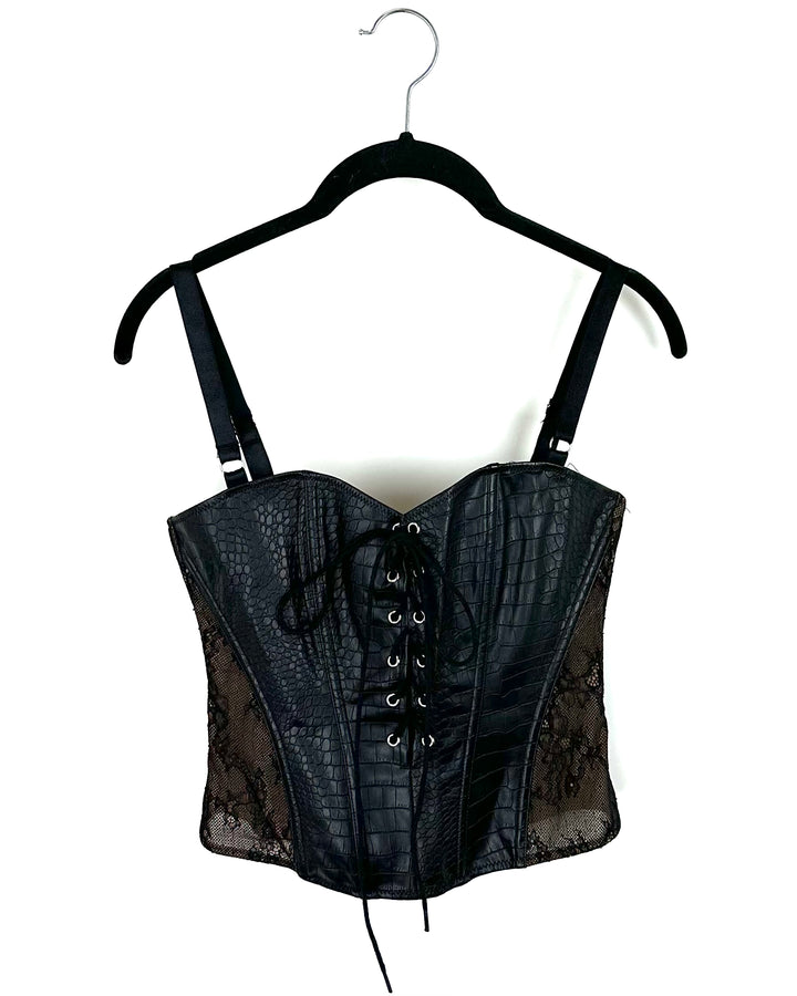 White Fox Faux Leather Corset Top - Small