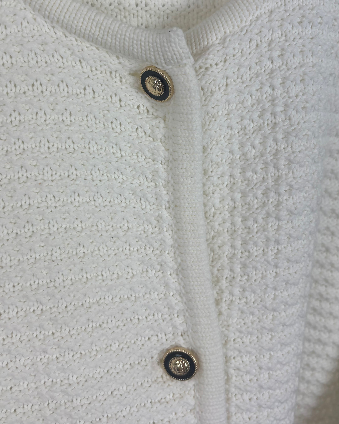 Cream Knit Button-Up Cardigan Sweater - Medium