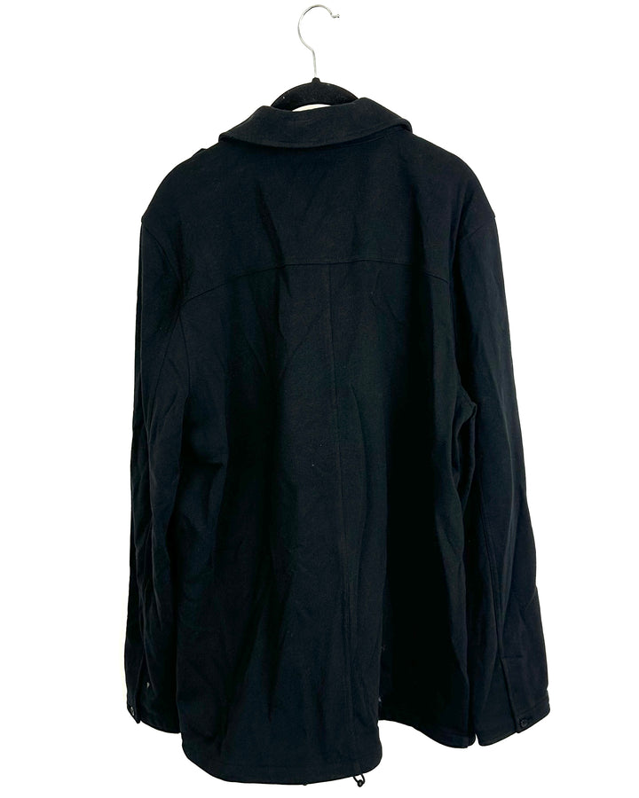 Oversized Black Button Up Shirt Jacket - Size 4/6