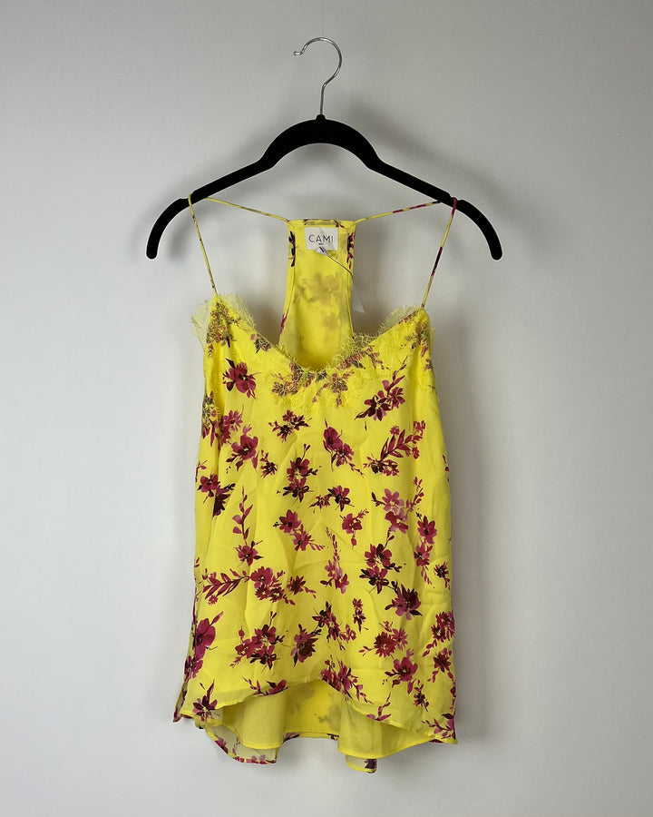 Floral Yellow Sleeveless Blouse - Size 4-6