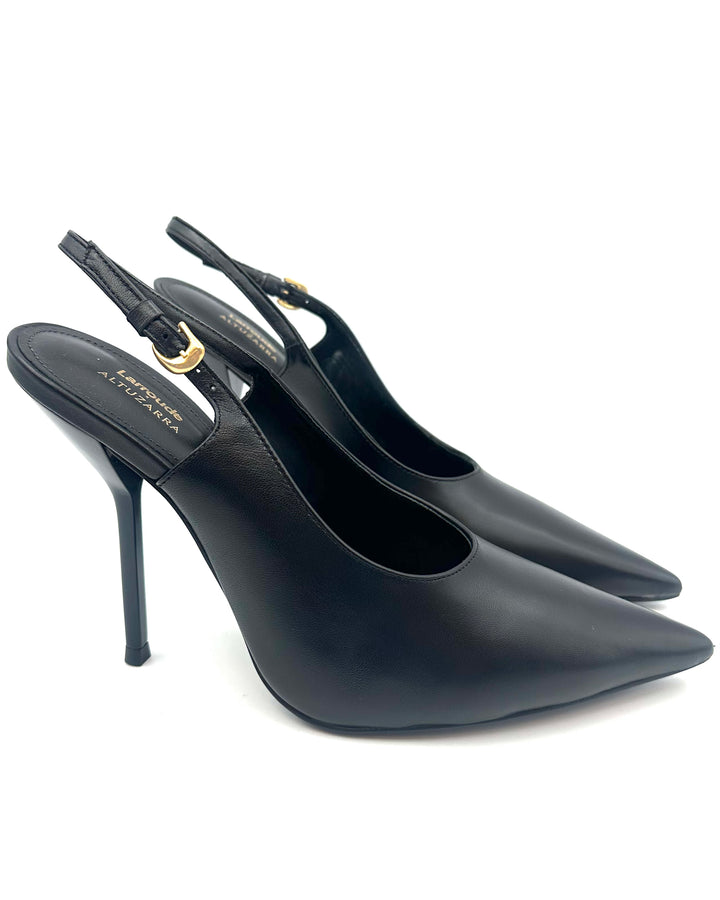 Black Leather Stiletto Heel - Size 6 and 8