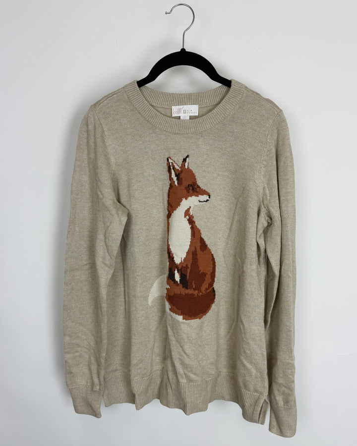 Light Tan Fox Sweater - Size 6/8