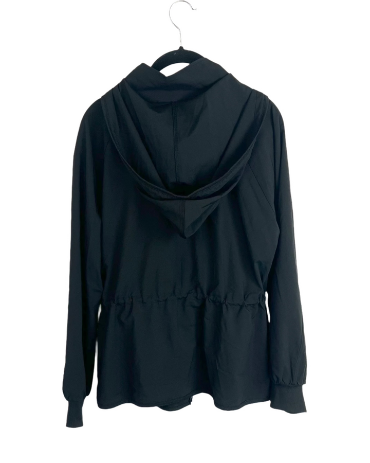 Black Zipup Hooded Windbreaker- Small