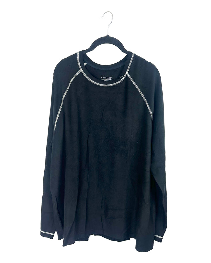 Black Velour Long Sleeve Top - Size 18-20